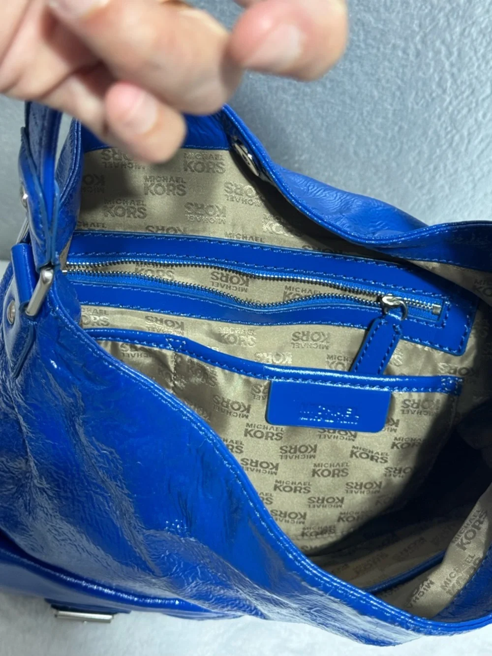 Patent Leather Shoulder Bag in Cobalt Blue - Picture 8 of 17